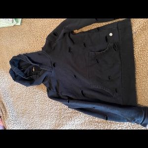 Black distressed hoodie